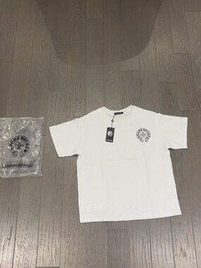 Chrome Hearts White T-Shirt with Black Crest